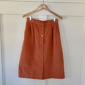 Vintage 80’s Liz Claiborne cotton, button down corduroy pink skirt